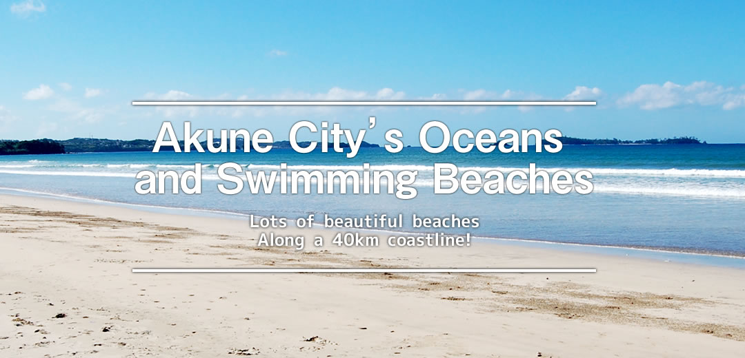 Akune City's Oceans and Swimming Beaches　Lots of beautiful beaches Along a 40km coastline!