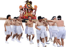 正值觀看傳統的舞蹈表演享受熱鬧的時候！阿九根夏季的節日在7月下旬，八阪神社，國道3號。