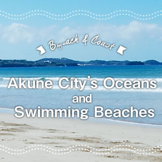 Akune City's Oceans and Swimming Beaches　Lots of beautiful beaches Along a 40km coastline!